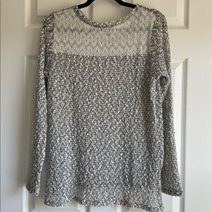 Aeropostale White and Gray Top with Lace Detail